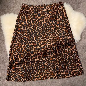 J.Crew Pull-on Leopard Silk Midi Skirt